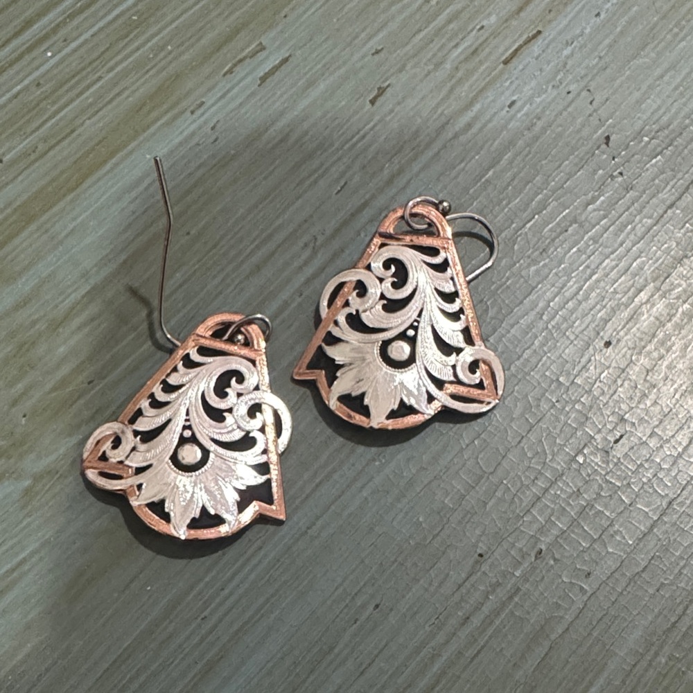 Elegant Silver and Copper Earrings